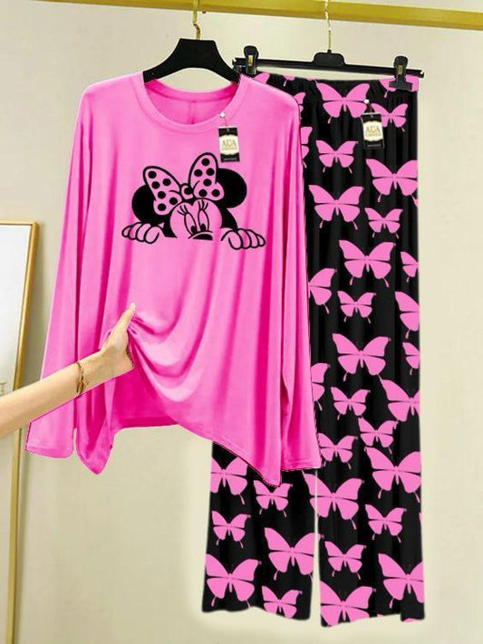 2Pcs Women Plane Night Suit