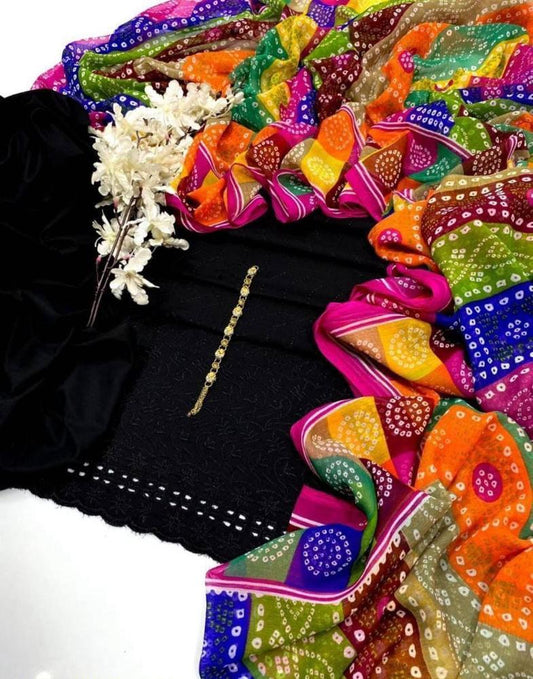 Black Chikan Kari Suit