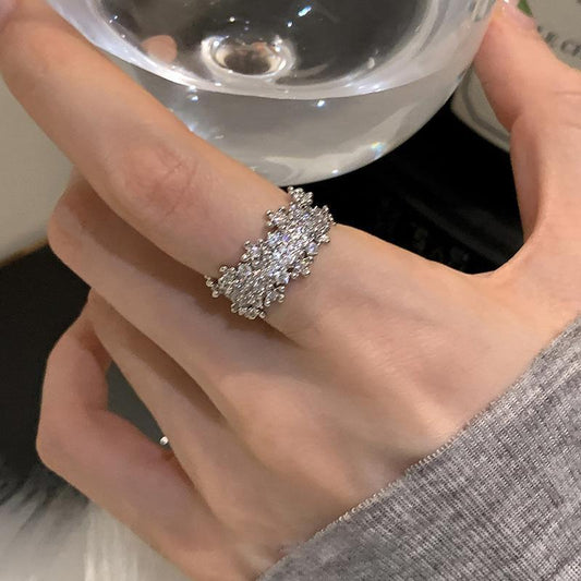 South Korea Ins Niche silver Metal Open Ring Distinctive Fashion Ring