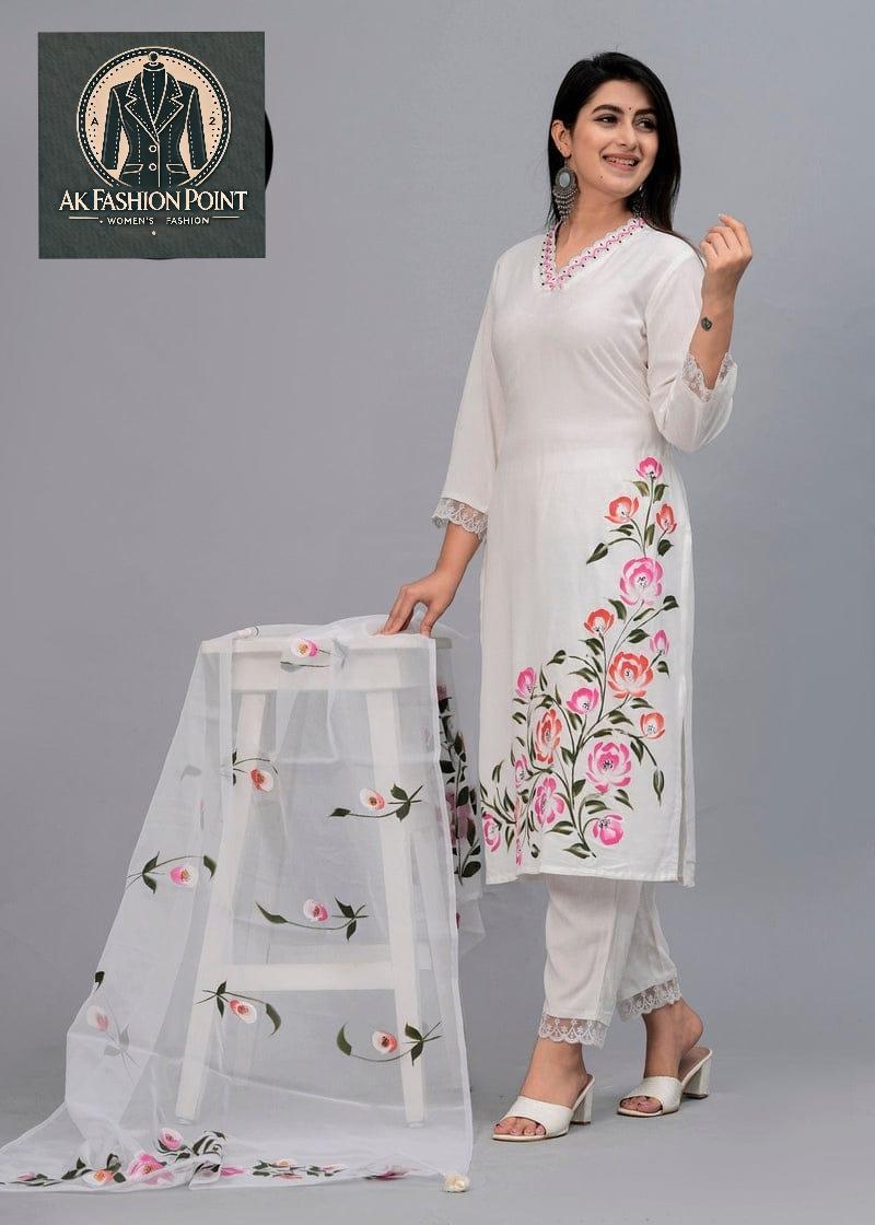 3 Pcs Women Stiched Emboidered Suit